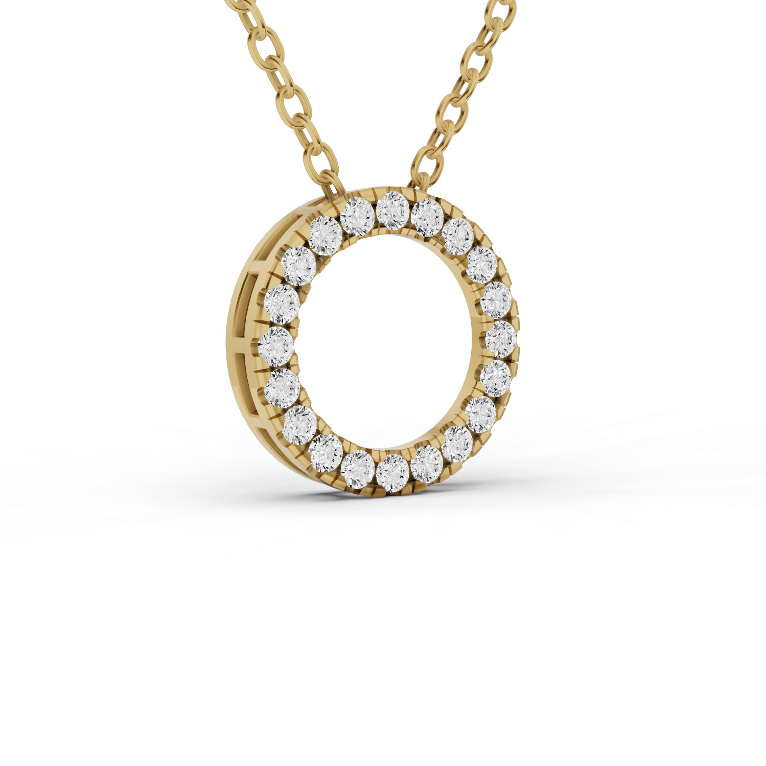14K Gold 0.75 ct Necklace Circle Diamond