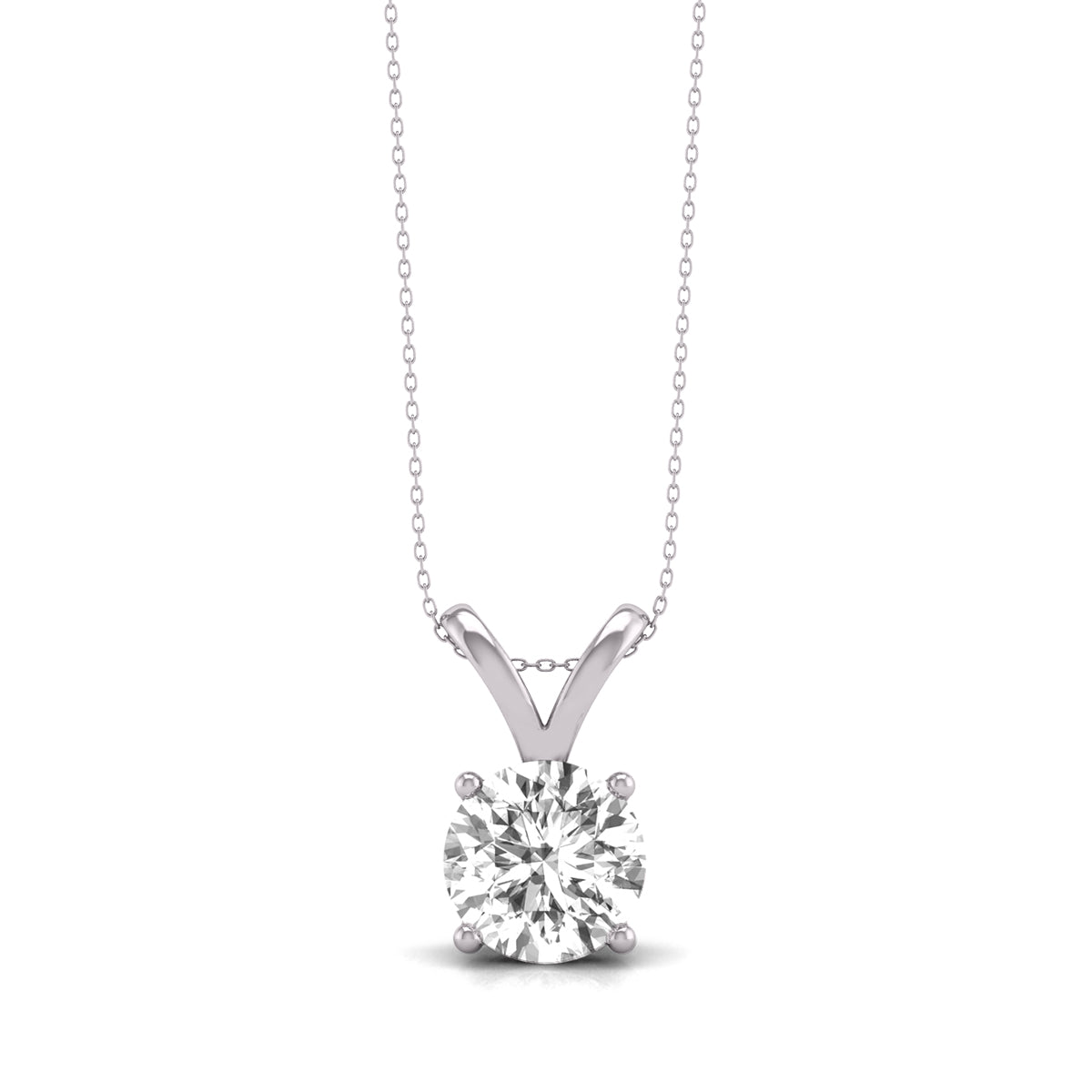 14K Gold 2 ct Lab-Grown Diamond Classic Solitaire Pendant