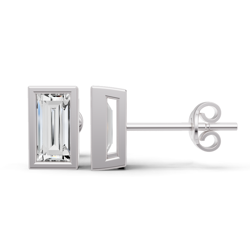Studs Earrings 14K Gold 0.5 ct Sereia Baguette Bezel