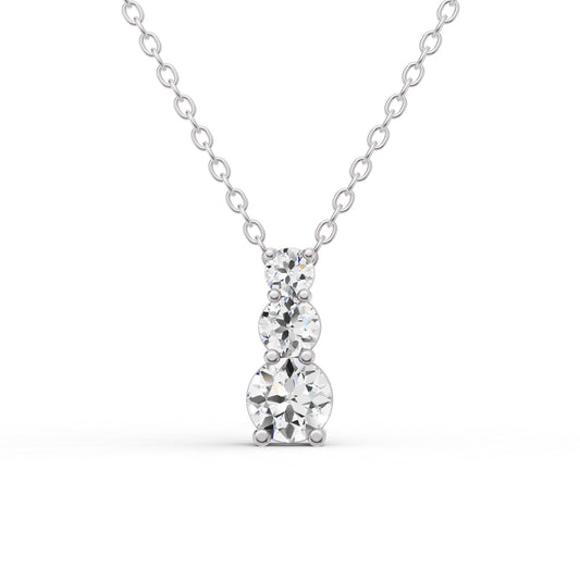 14K Gold 0.5 ct Round Lab Grown Diamond Three Stone Snow Hidden Bail Pendant