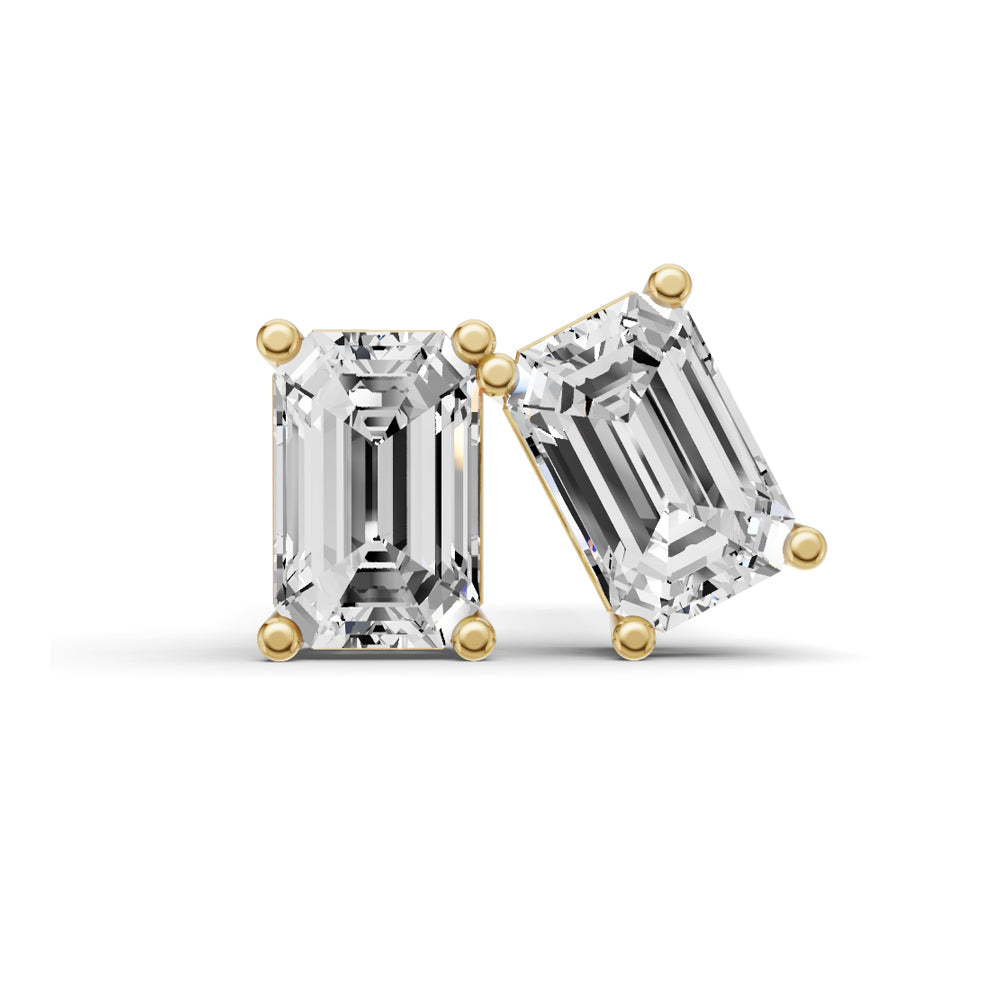 14K Gold Studs Earrings 0.5 ct Emerald Solitaire