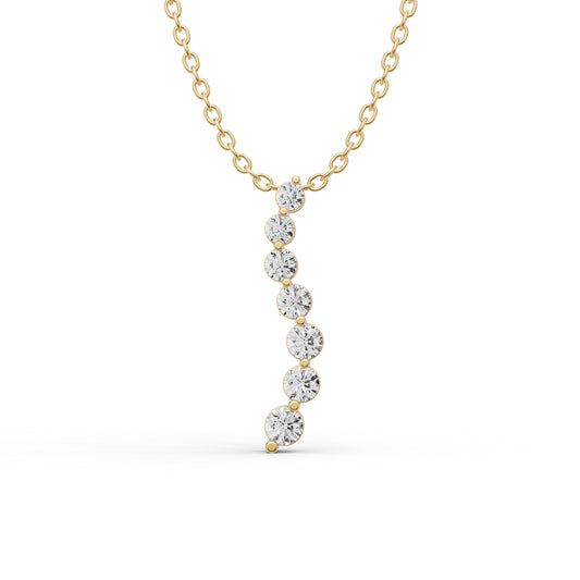 14K Gold 2 ct Necklace Lab Grown Diamond Journey Pendant