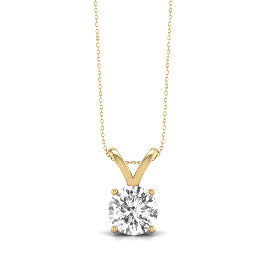 14K Gold 1 ct Lab-Grown Diamond Classic Solitaire Pendant