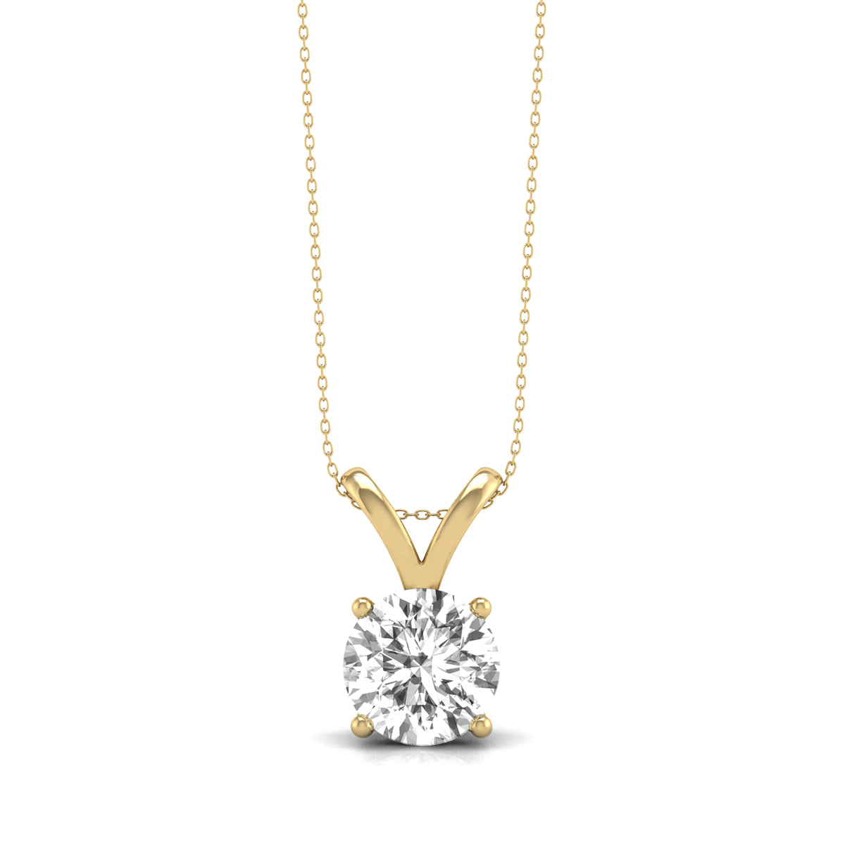 14K Gold 2 ct Lab-Grown Diamond Classic Solitaire Pendant