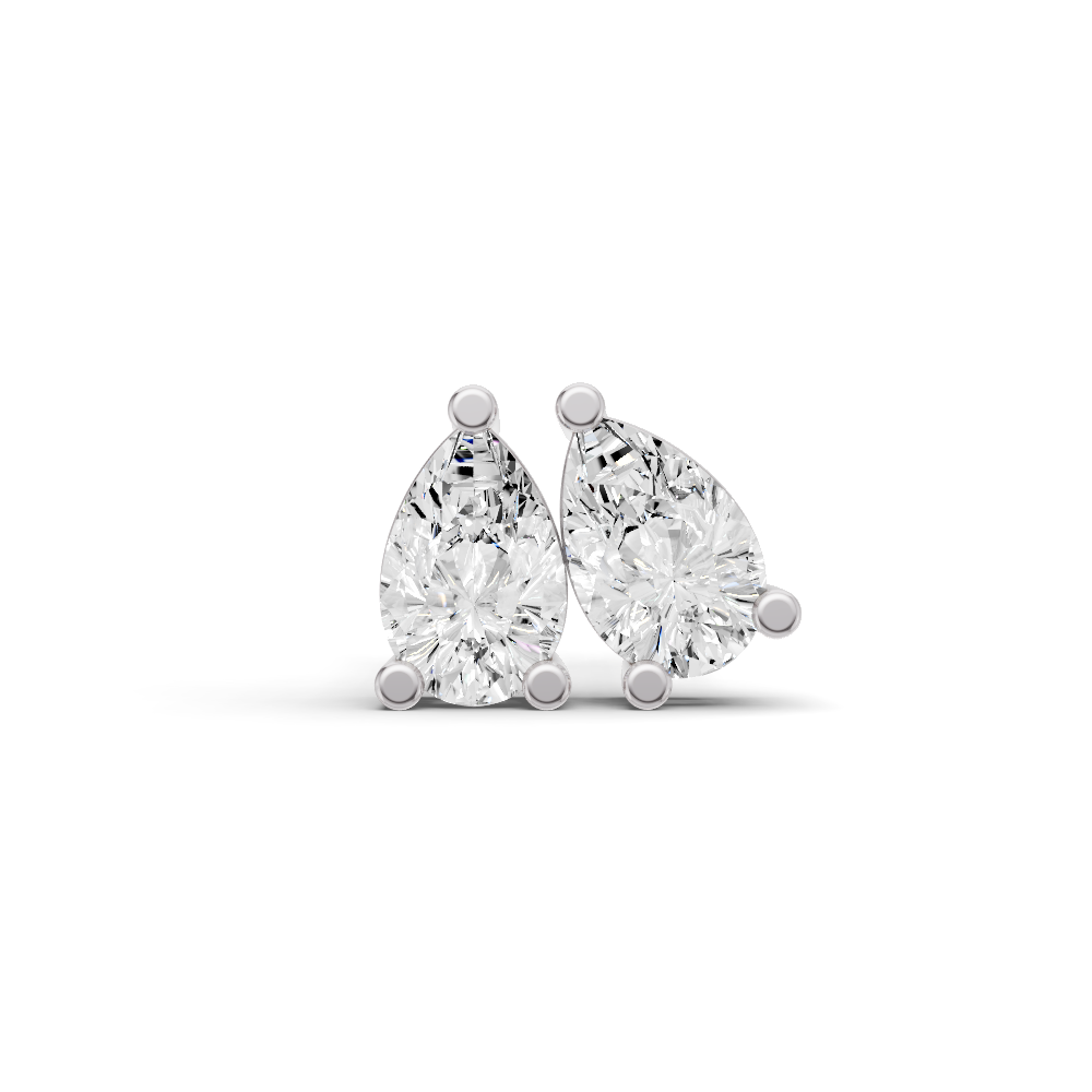 14K Gold Studs 1 ct Earrings Pear Solitaire