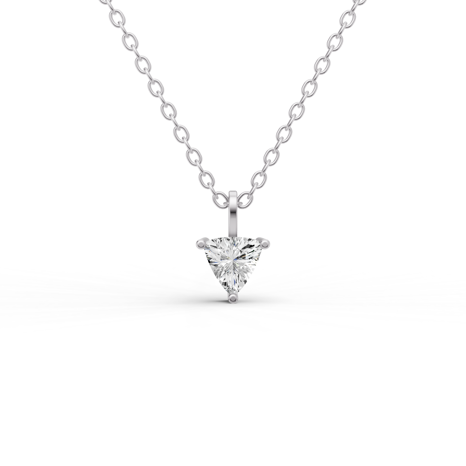14K Gold 1 ct Lab Grown Trillion Shape Diamond Solitaire Pendant with Bail