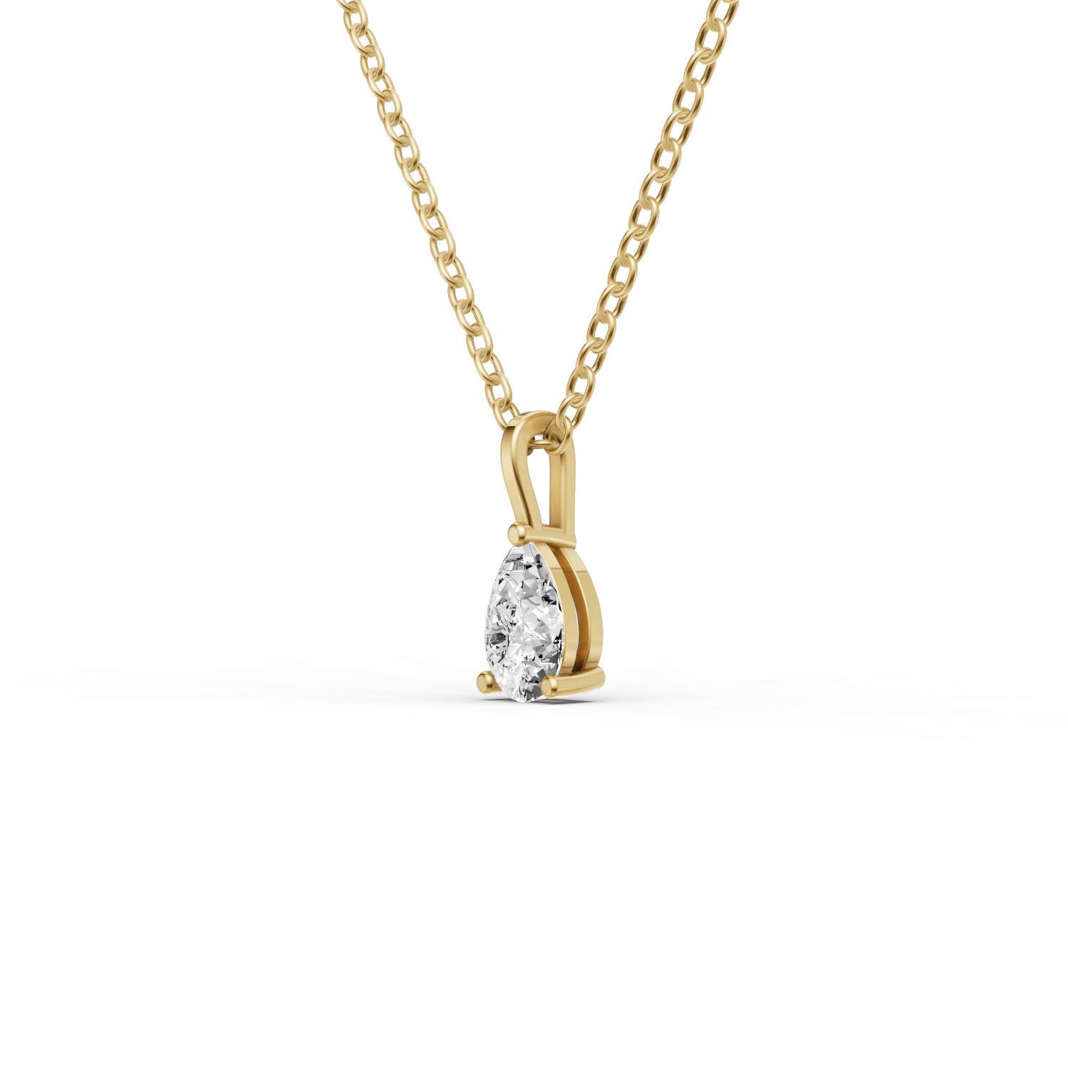 14K GOLD 0.75 CT LAB GROWN PEAR SHAPE DIAMOND SOLITAIRE PENDANT WITH BAIL - YELLOW GOLD