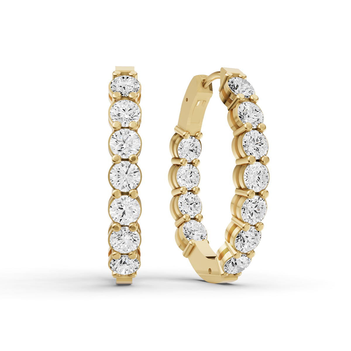14K Gold Signature Earrings 1 ct Oval In & Out Hoops