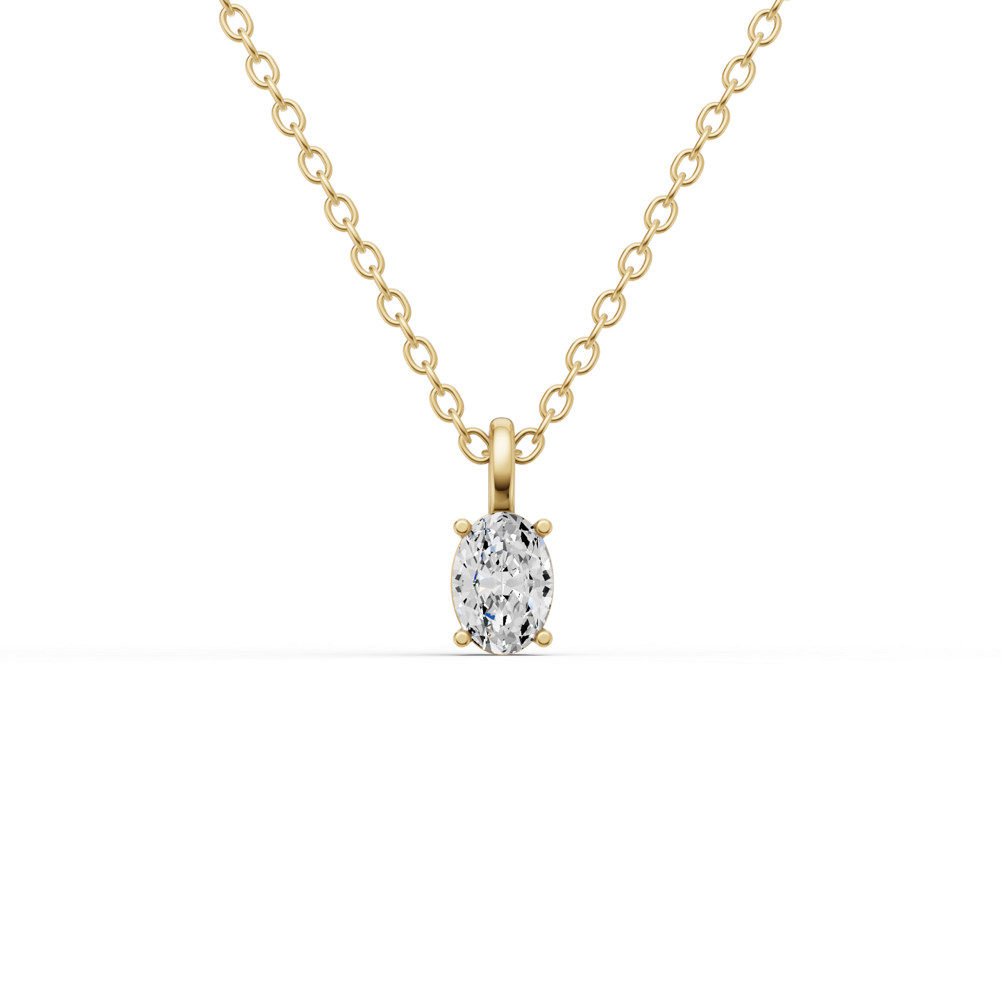 14K Gold 0.5 ct Lab Grown Oval Cut Diamond Solitaire Pendant