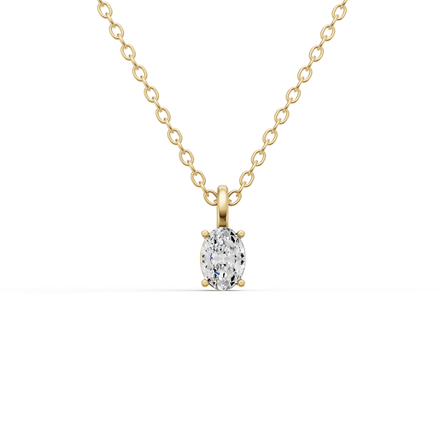 14K Gold 0.75 ct Lab Grown Oval Cut Diamond Solitaire Pendant