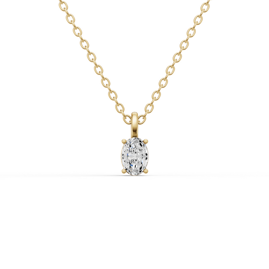 14K Gold 0.75 ct Lab Grown Oval Cut Diamond Solitaire Pendant