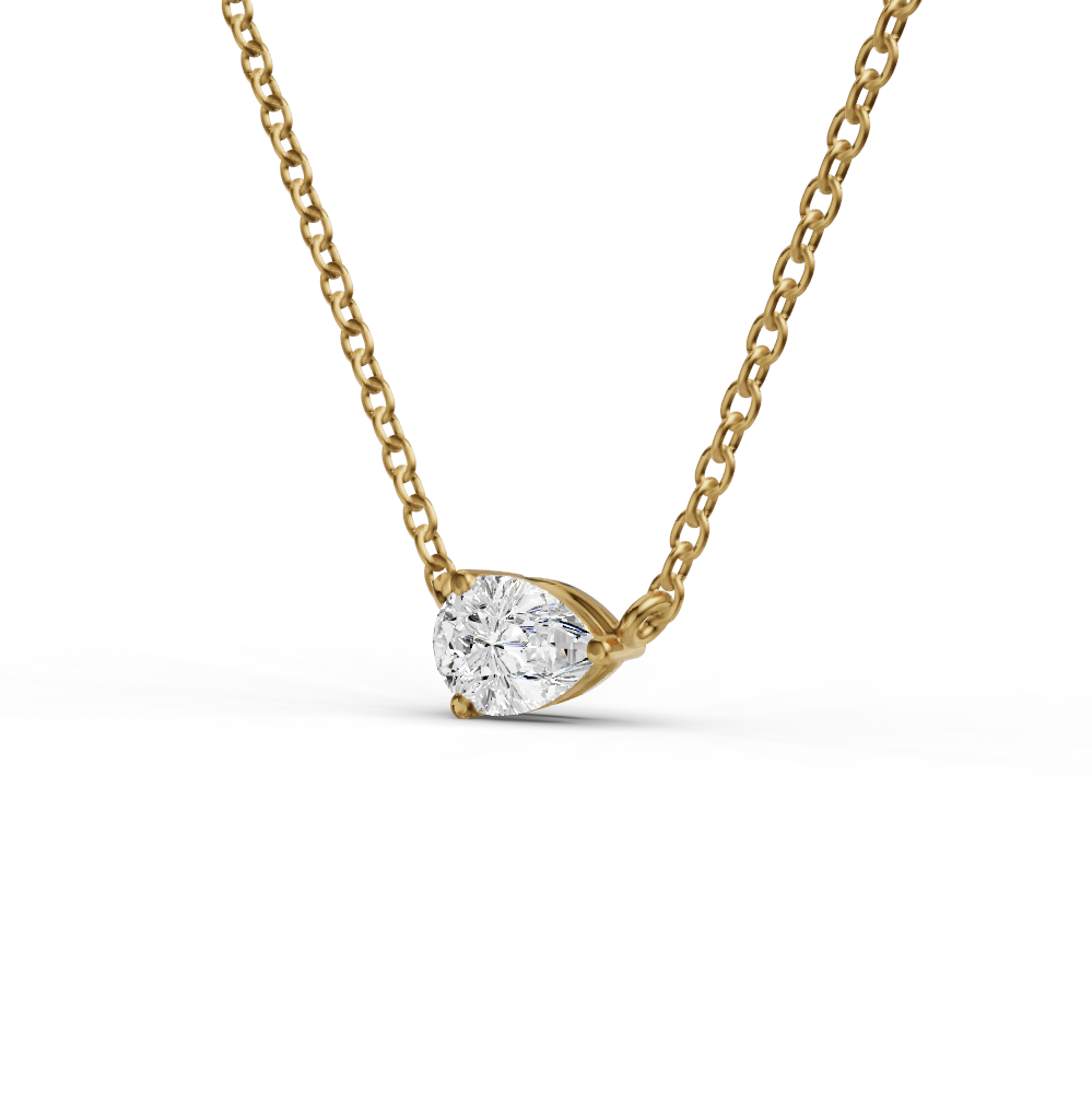 14K GOLD 0.25 CT LAB GROWN PEAR SHAPE DIAMOND PENDANT - YELLOW GOLD