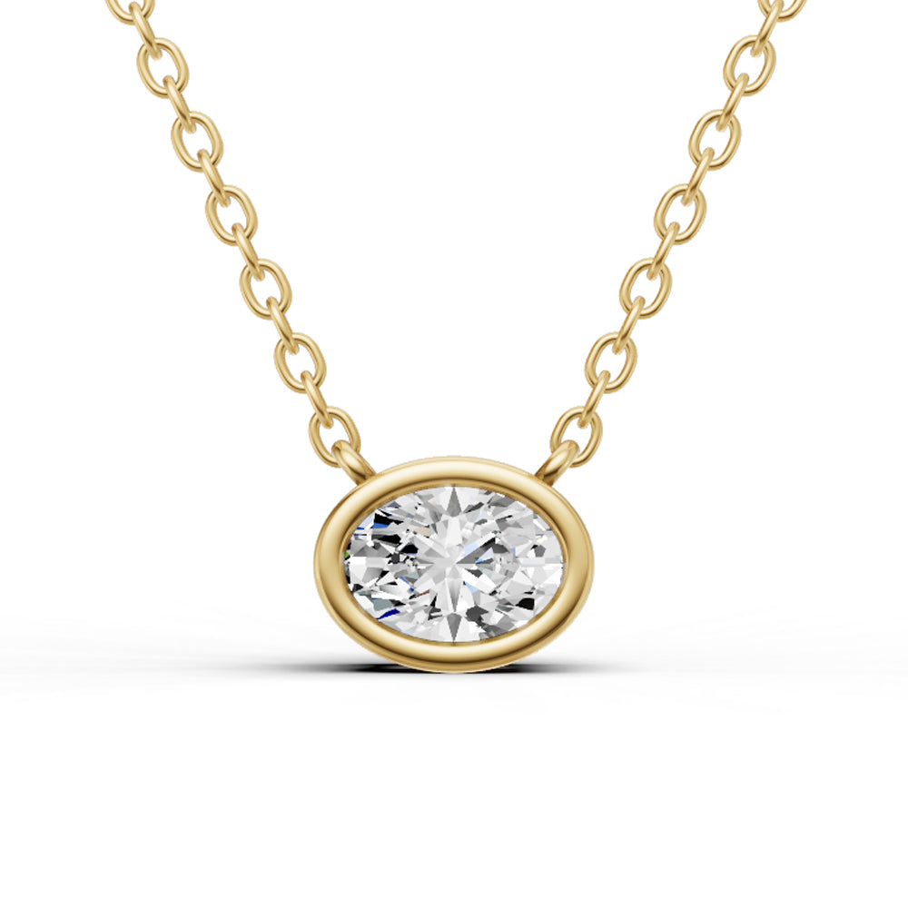 14K Gold 1 ct Lab-Grown Diamond Solitaire Bezel Pendant
