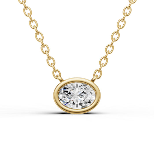 14K Gold 1 ct Lab-Grown Diamond Solitaire Bezel Pendant