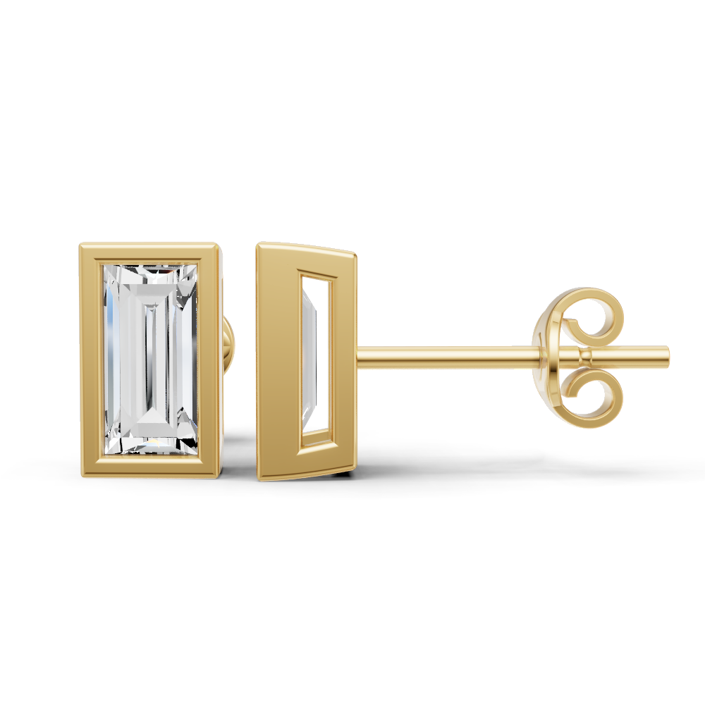 Studs Earrings 14K Gold 0.25 ct Sereia Baguette Bezel