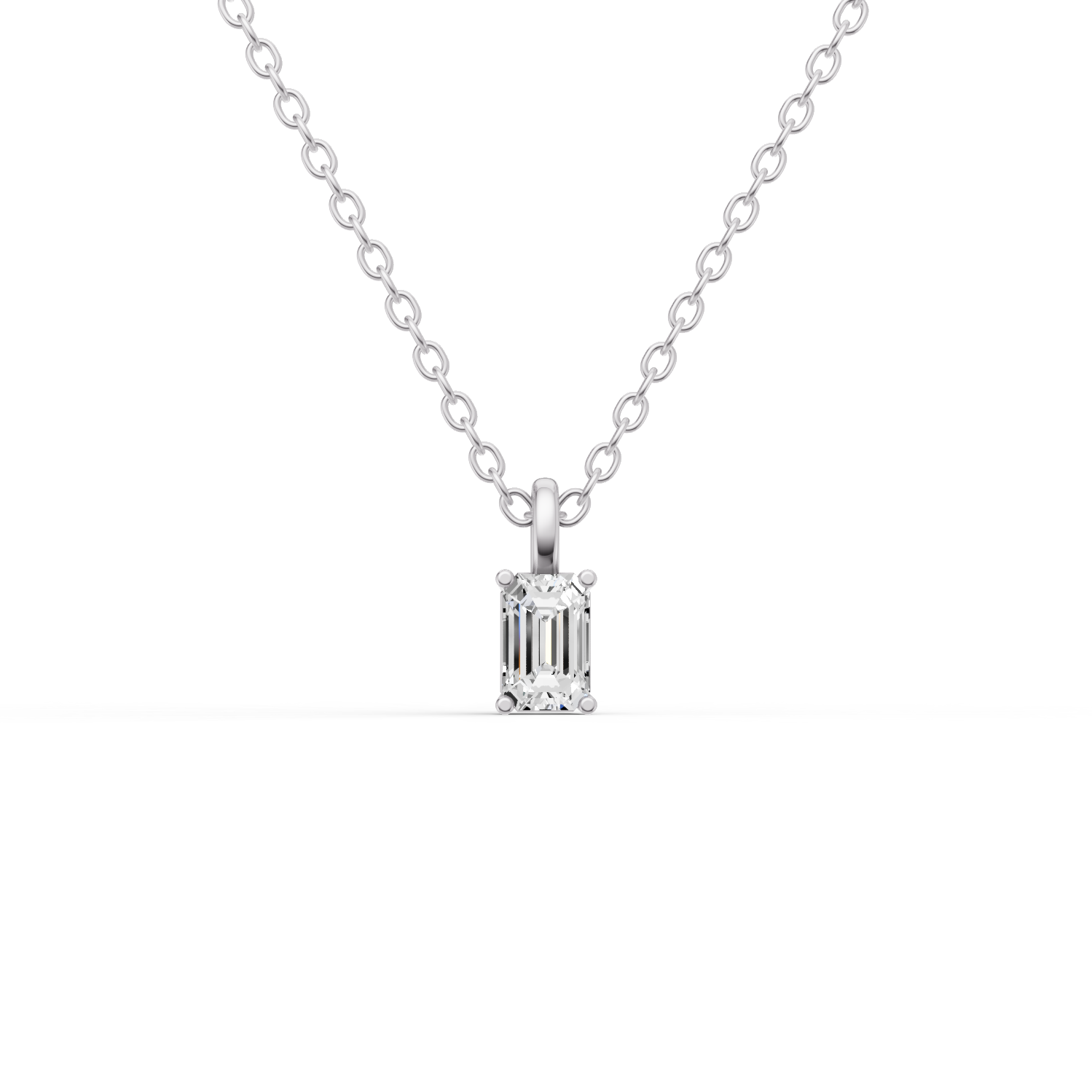 14K Gold 0.75 ct Lab Grown Emerald Cut Diamond Pendant with Prong