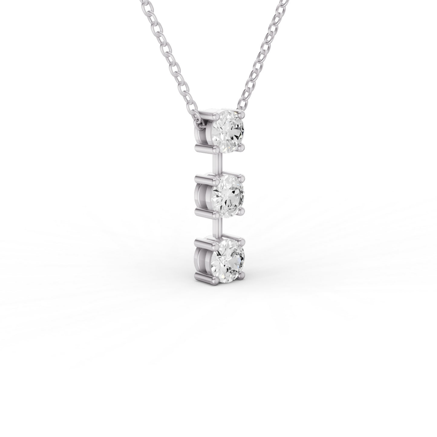 10K Gold 1 ct Round Lab Grown Diamond Three Stone Bar Pendant