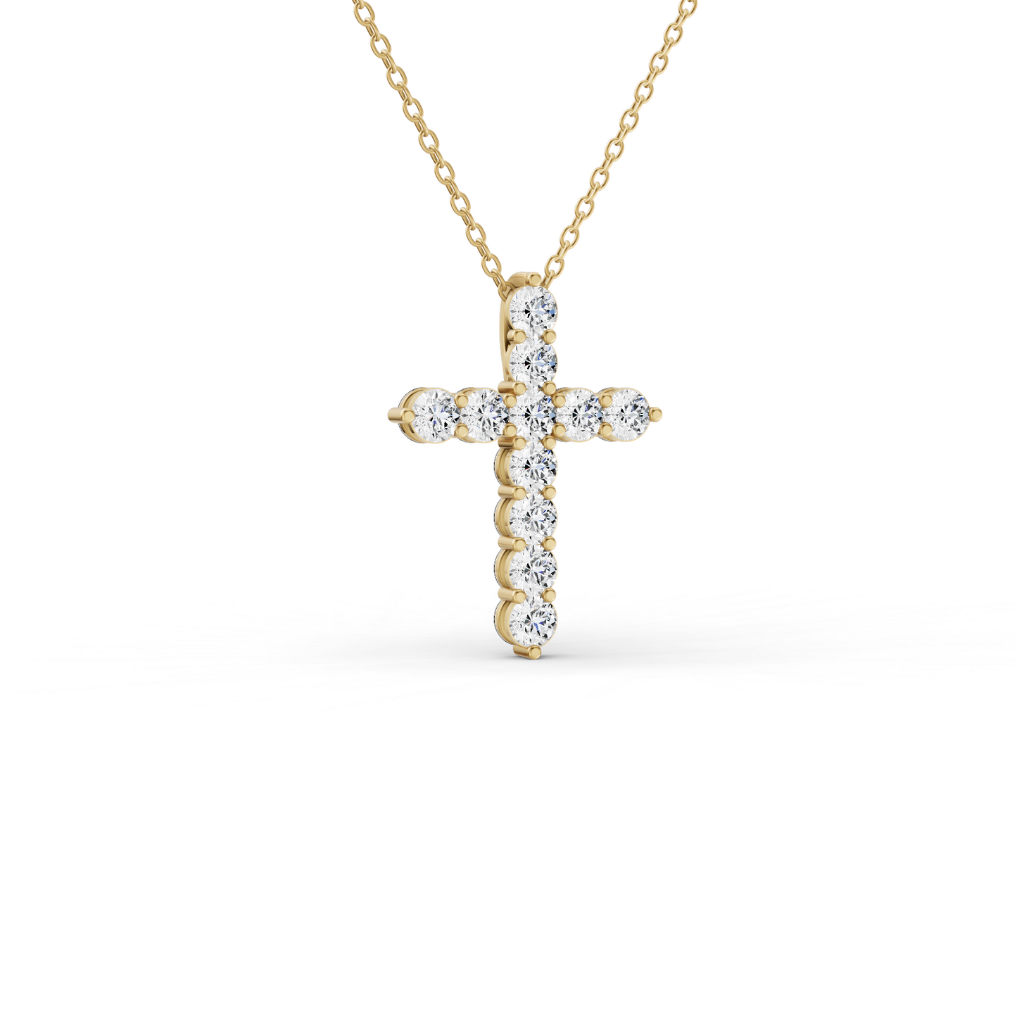 14K Gold 5 ct Cross Pendant Necklace With Lab Diamonds