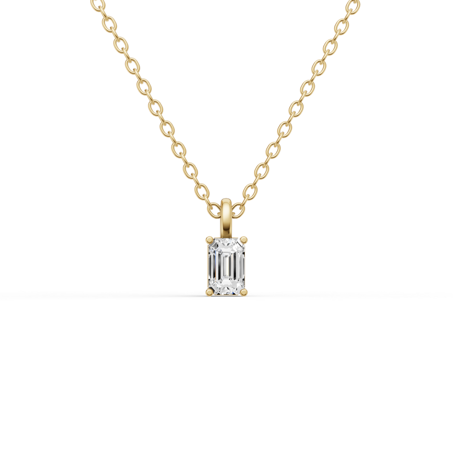 14K Gold 0.25 ct Lab Grown Emerald Cut Diamond Pendant with Prong