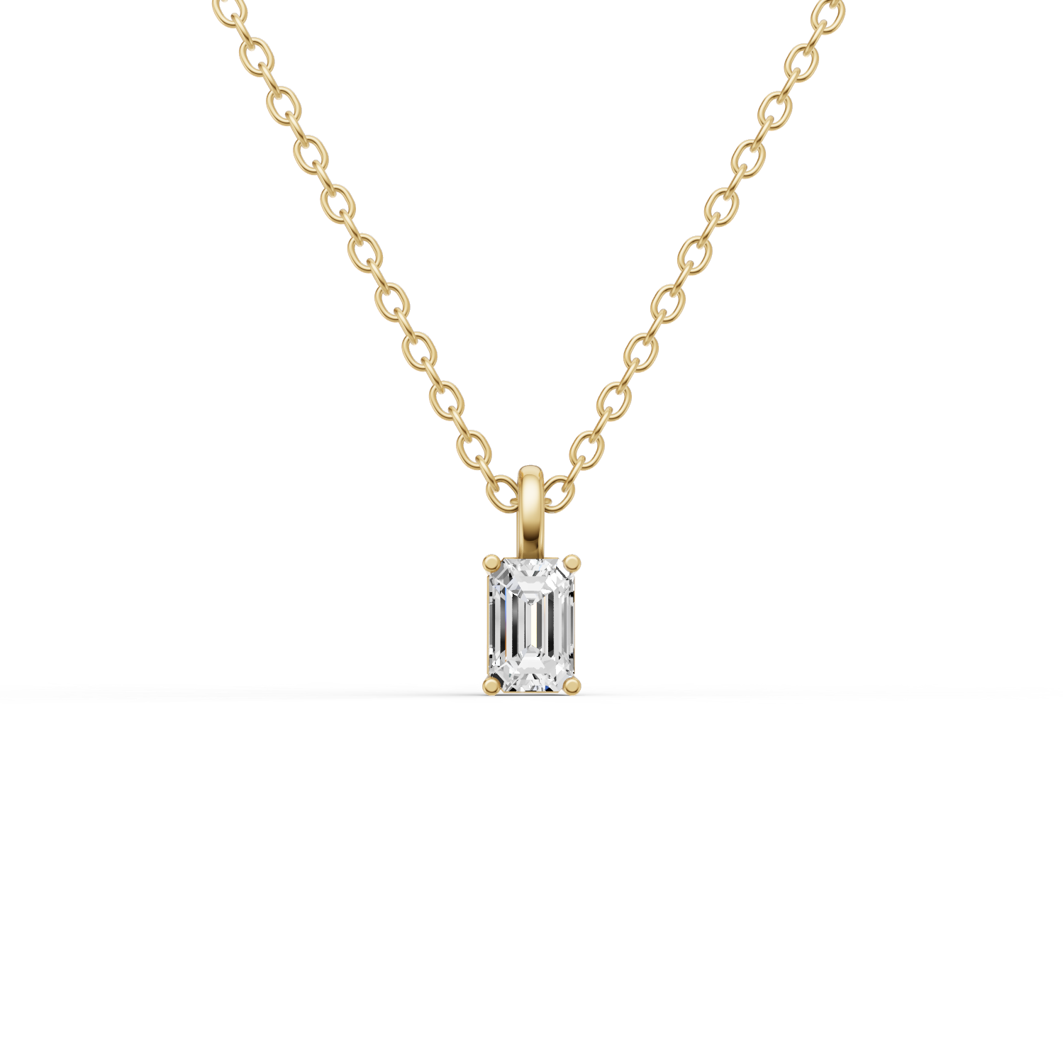 14K Gold 0.25 ct Lab Grown Emerald Cut Diamond Pendant with Prong