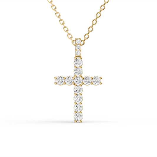 14K Gold 1.5 ct Cross Pendant Necklace of Sereia