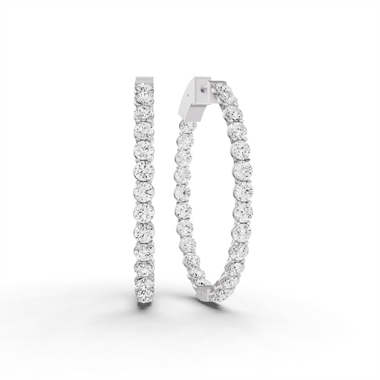 14K Gold 5 ct Earrings Oval Diamond Hoops