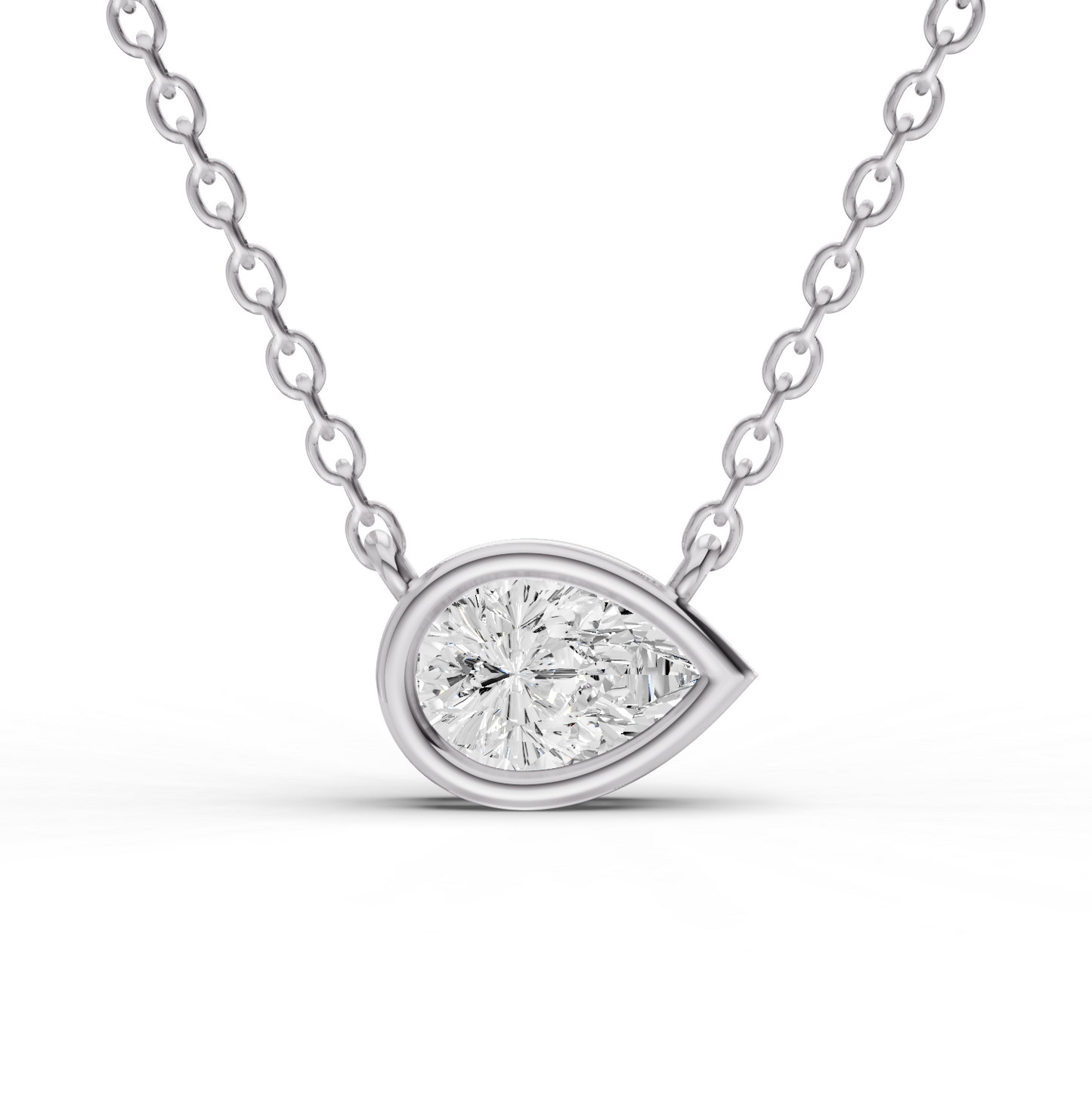 14K Gold 0.5 ct Lab-Grown Pear Diamond Bezel Solitaire Pendant