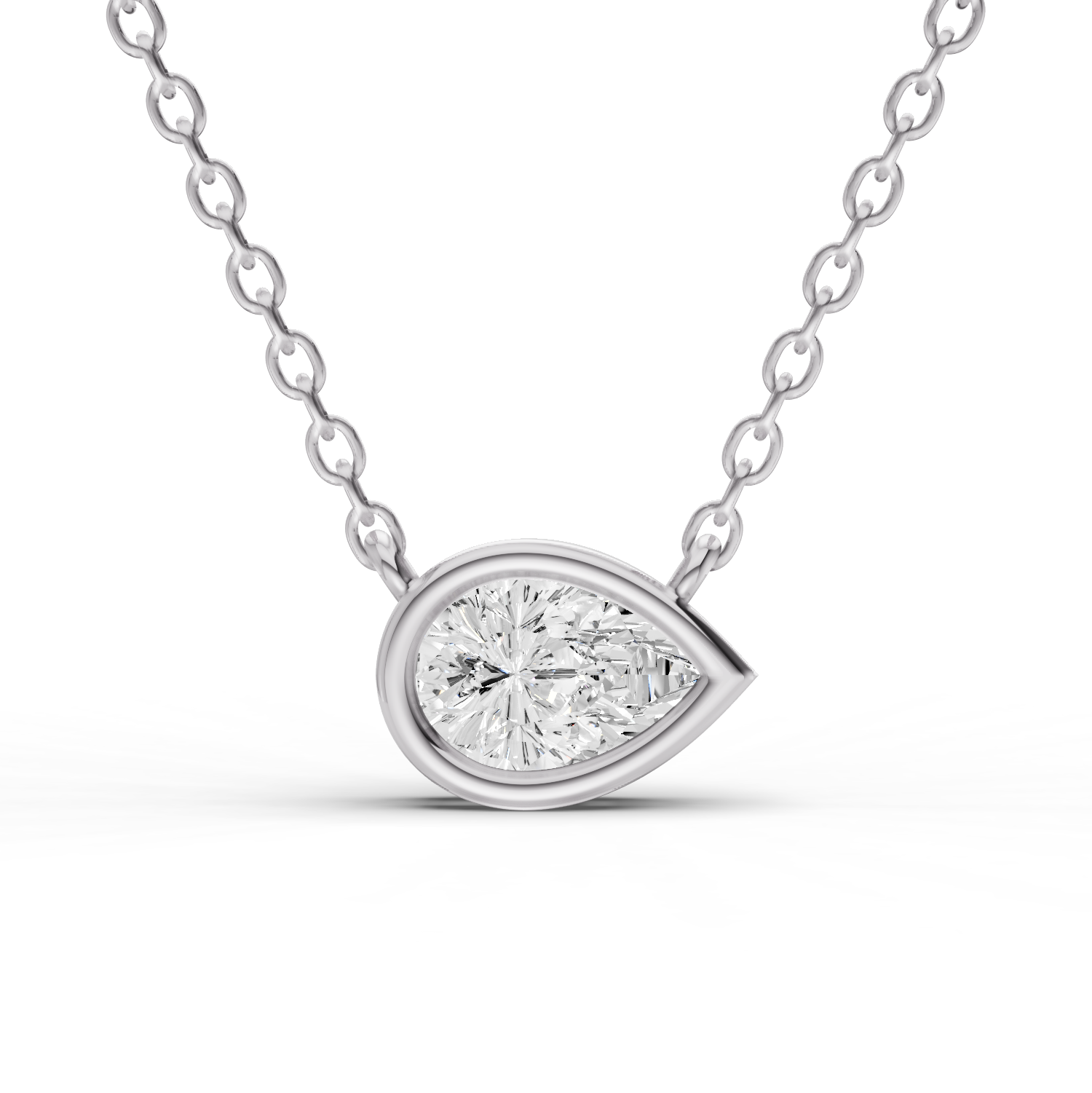 14K Gold 1 ct Lab-Grown Pear Diamond Bezel Solitaire Pendant