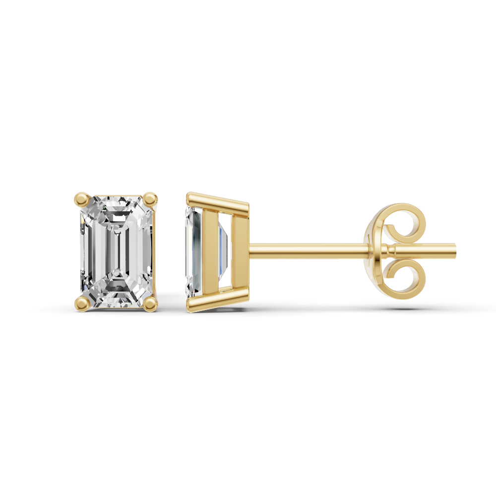 14K Gold Studs Earrings 0.25 ct Emerald Solitaire