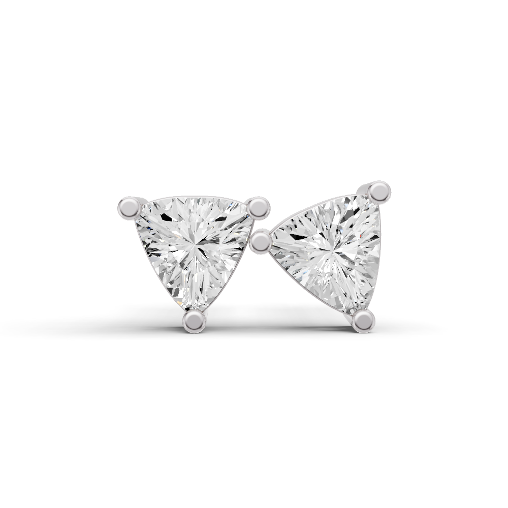14K Gold Studs 1 ct Earrings Trillion Solitaire