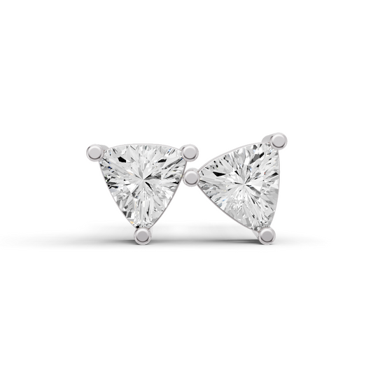 14K Gold Studs 0.75ct Earrings Trillion Solitaire