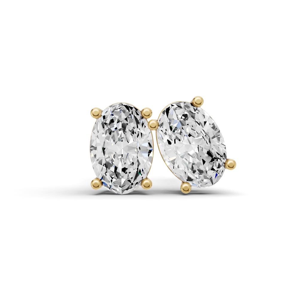 14K GOLD STUDS EARRINGS 0.25 CT OVAL PRONG SOLITAIRE - YELLOW GOLD