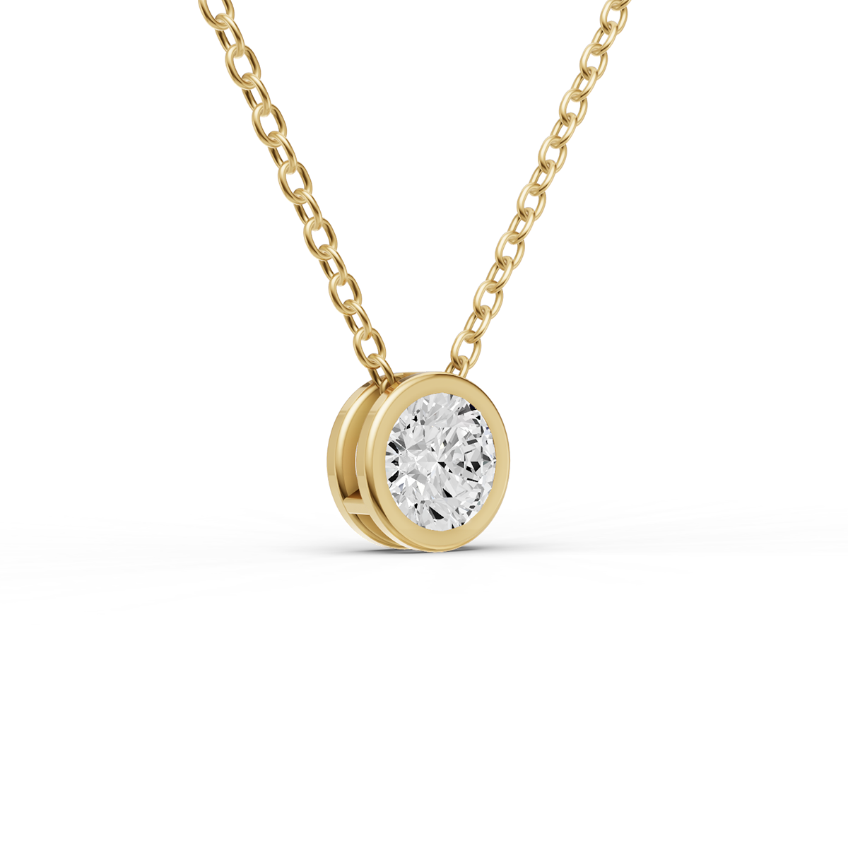 14K Gold 0.75 ct Round Bezel Pass-Thru Pendant
