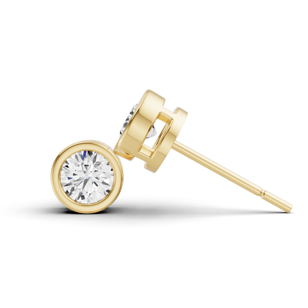 14K Gold Studs 0.25 Carat Sereia Round Bezel