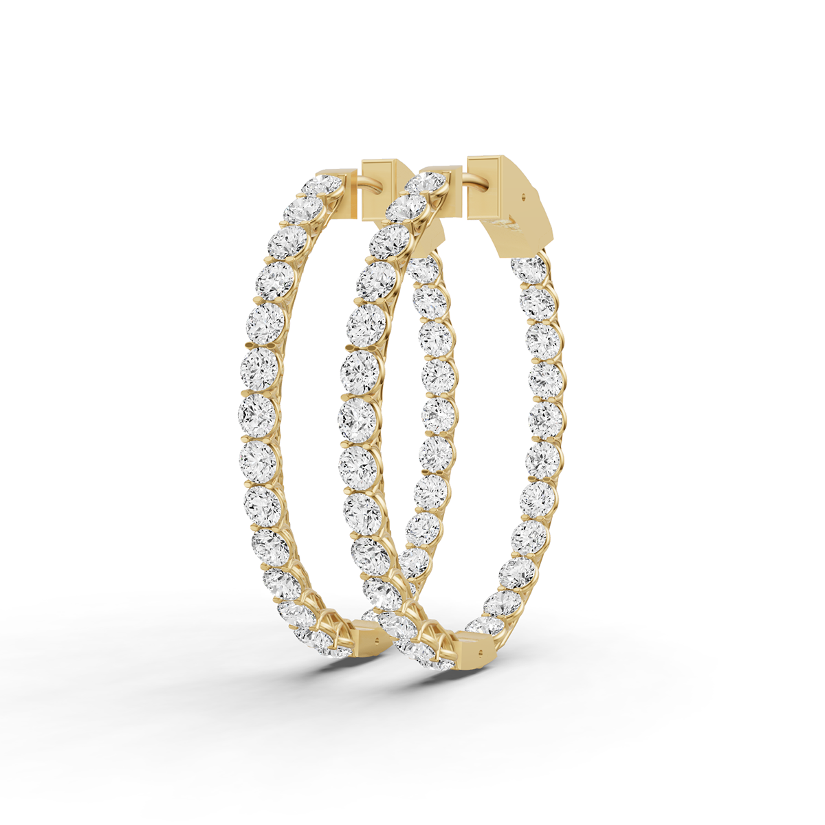 14K Gold 6 ct Earrings Oval Diamond Hoops