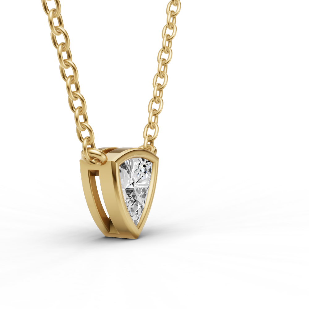 14K Gold 0.75 ct Lab Grown Trillion Shape Diamond Bezel Pendant
