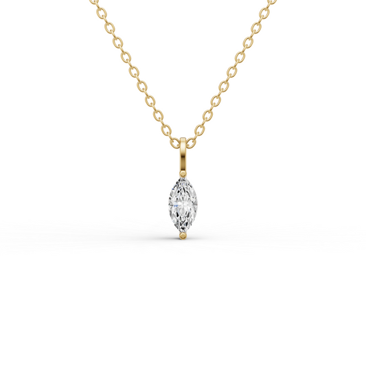 14K Gold 0.5 ct Lab Grown Round Marquise Shape Diamond Solitaire