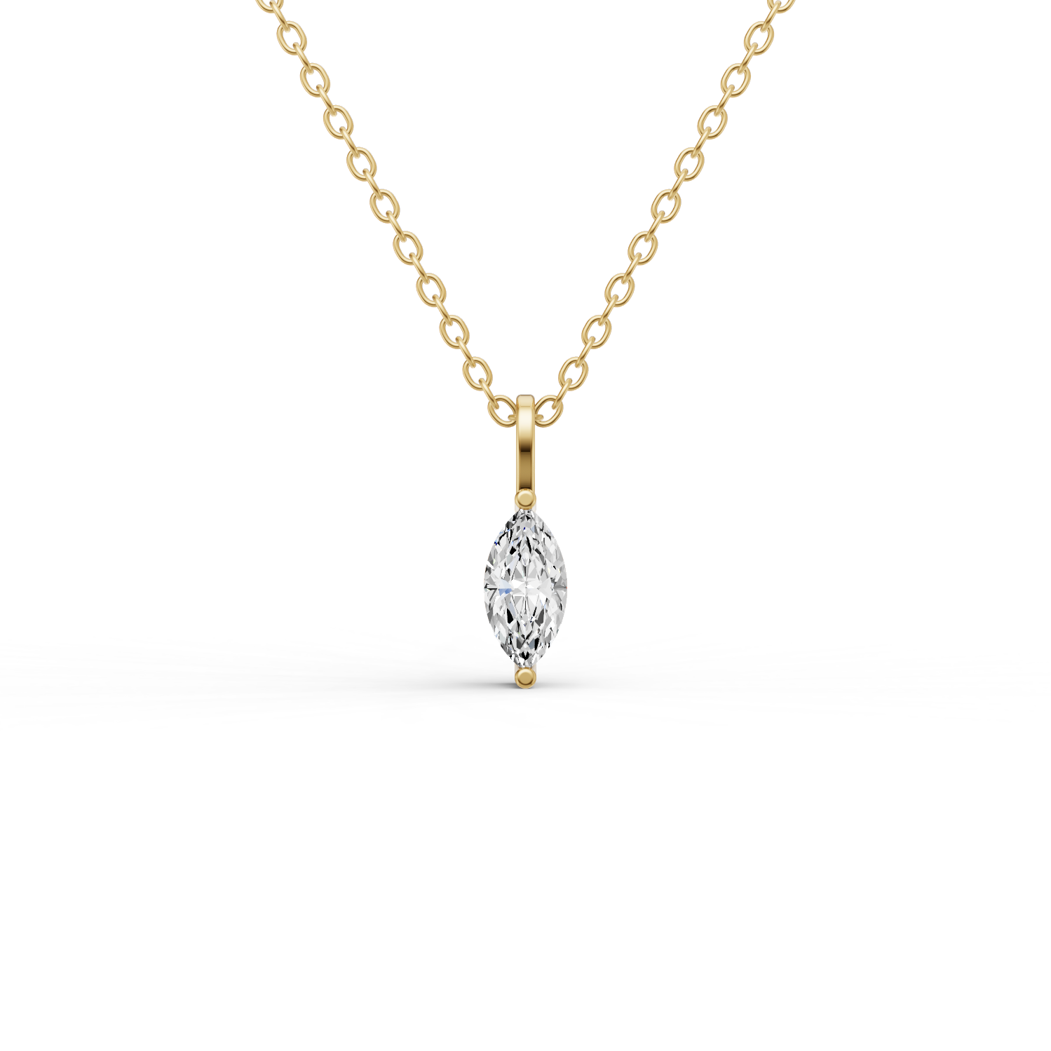 14K GOLD 0.25 CT LAB GROWN ROUND MARQUISE SHAPE DIAMOND SOLITAIRE - YELLOW GOLD