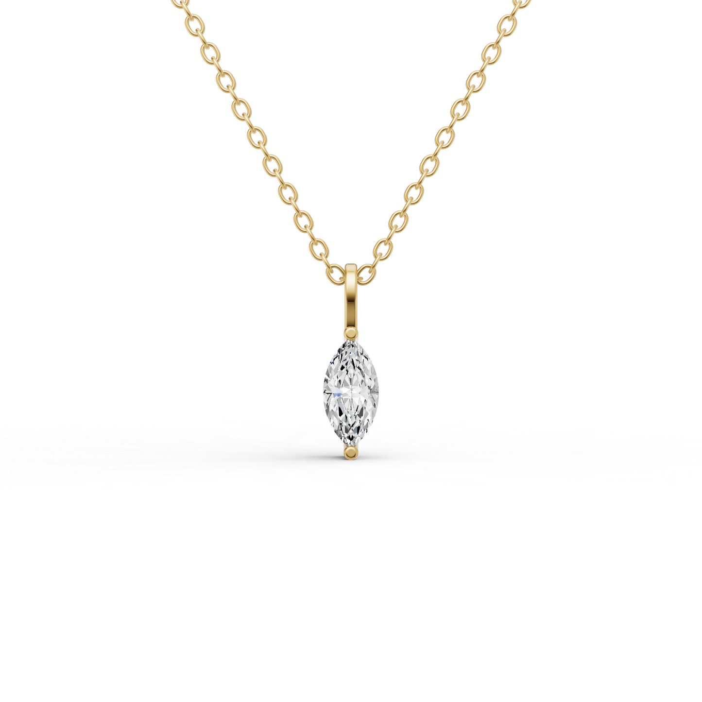 14K Gold 0.75 ct Lab Grown Round Marquise Shape Diamond Solitaire