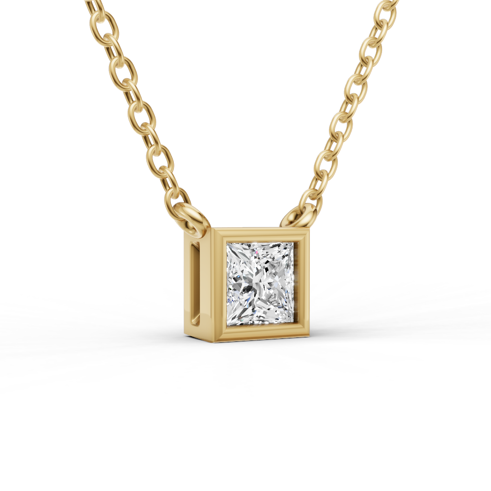 14K Gold 0.25 ct Lab-Grown Princess Diamond Bezel Pendant
