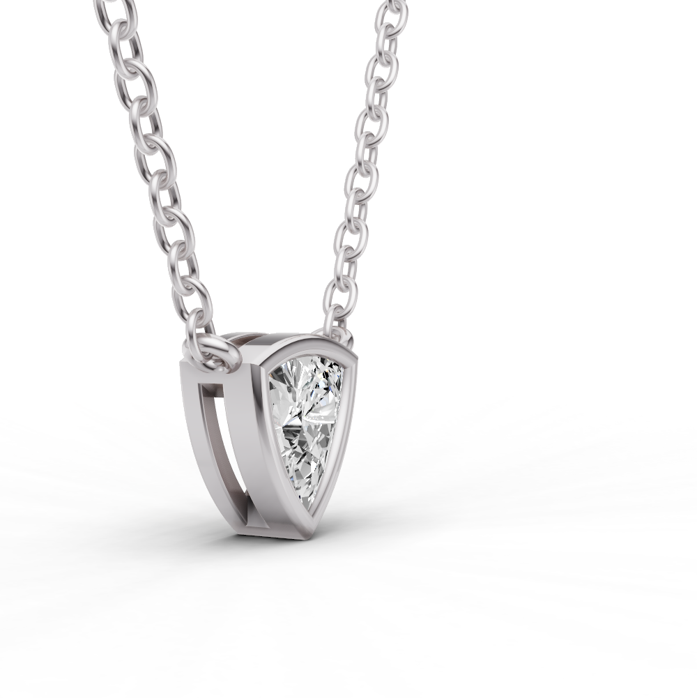 14K Gold 1 ct Lab Grown Trillion Shape Diamond Bezel Pendant