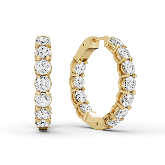14K Gold 10 ct Sereia Earrings Hoop Diamonds