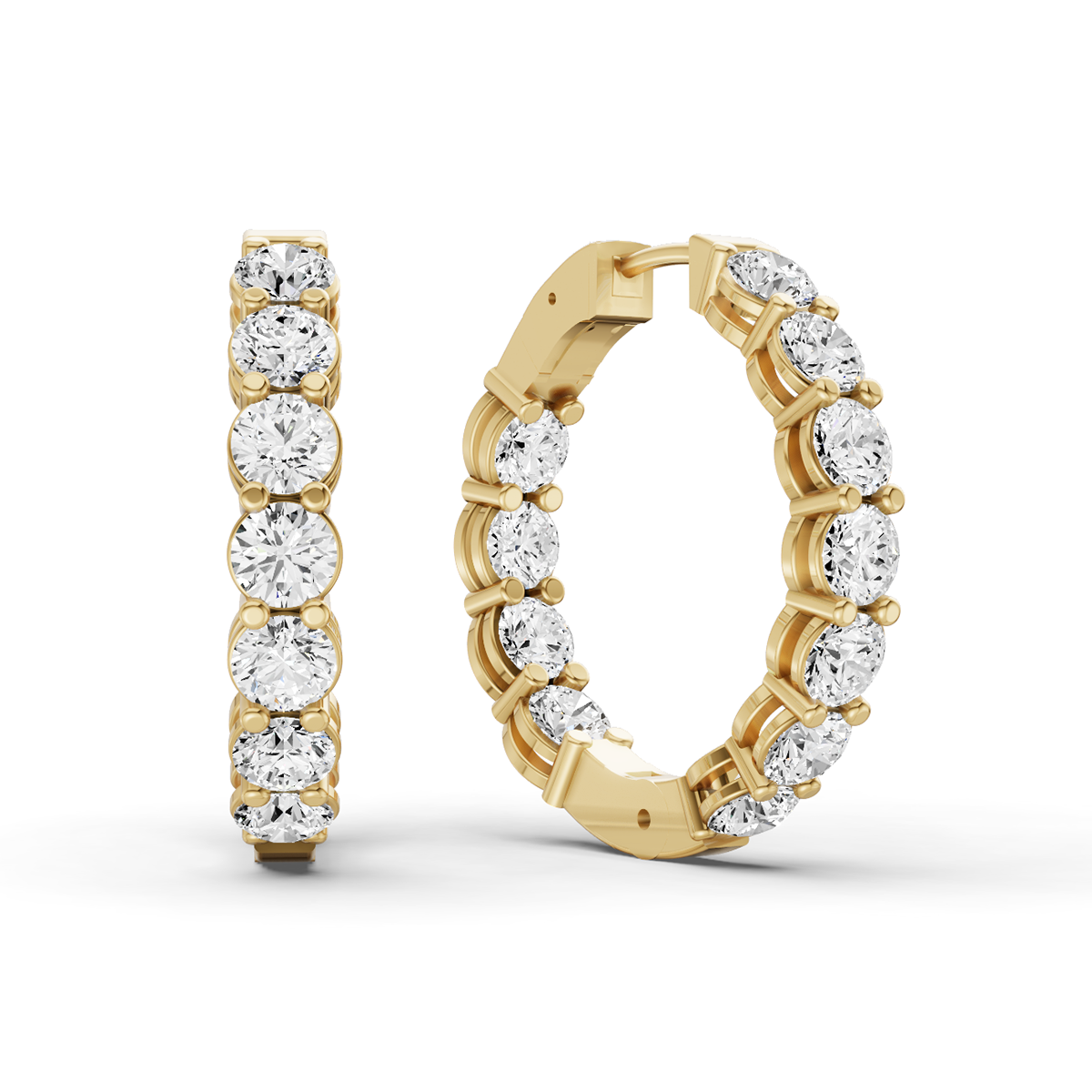 14K Gold 5 ct Sereia Earrings Hoop Diamonds