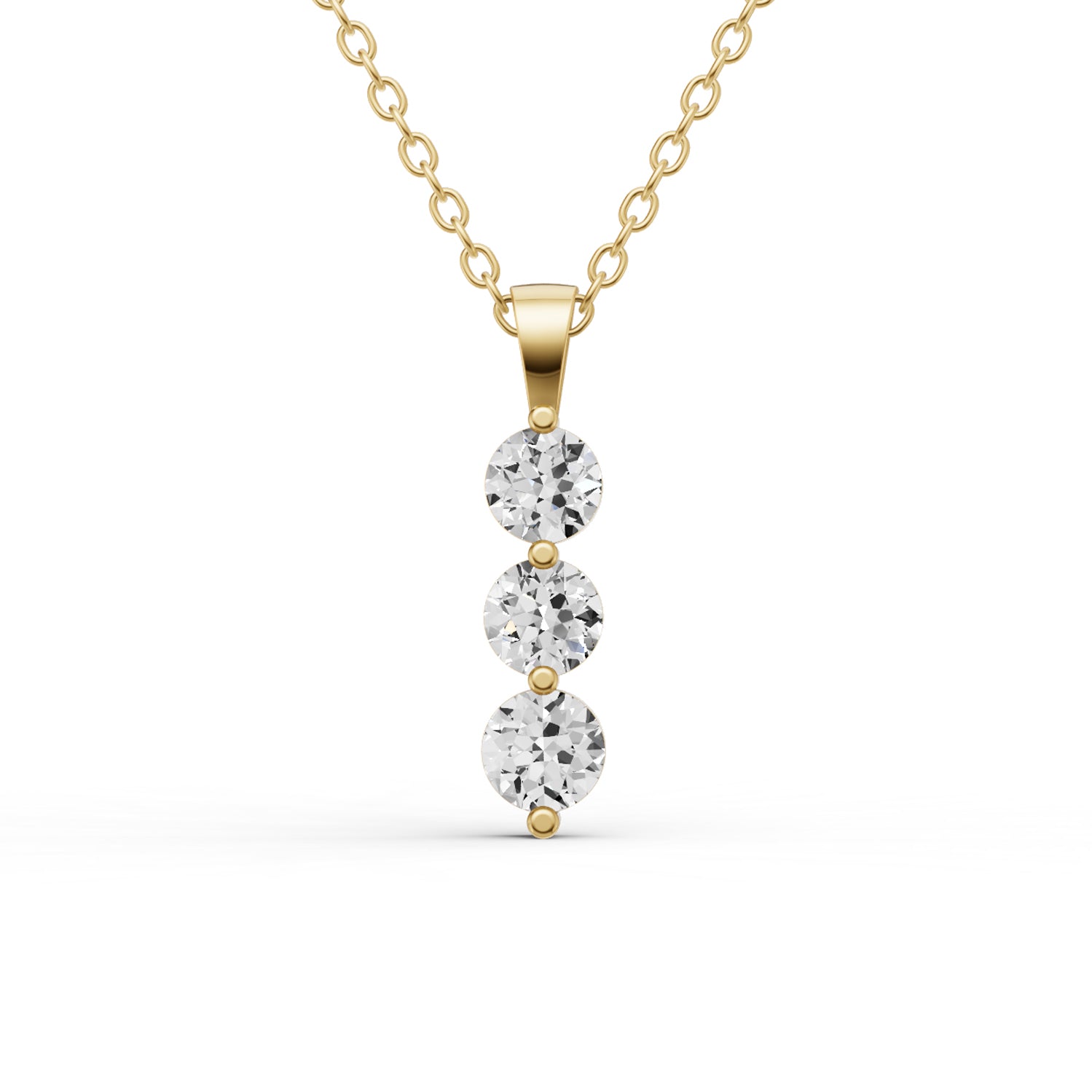 10K Gold 0.5 ct Round Lab Grown Diamond Three Stone Snow Pendant