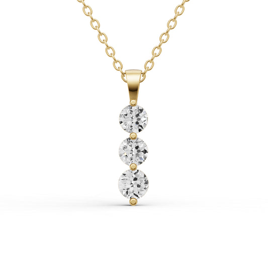 10K Gold 2 ct Round Lab Grown Diamond Three Stone Snow Pendant