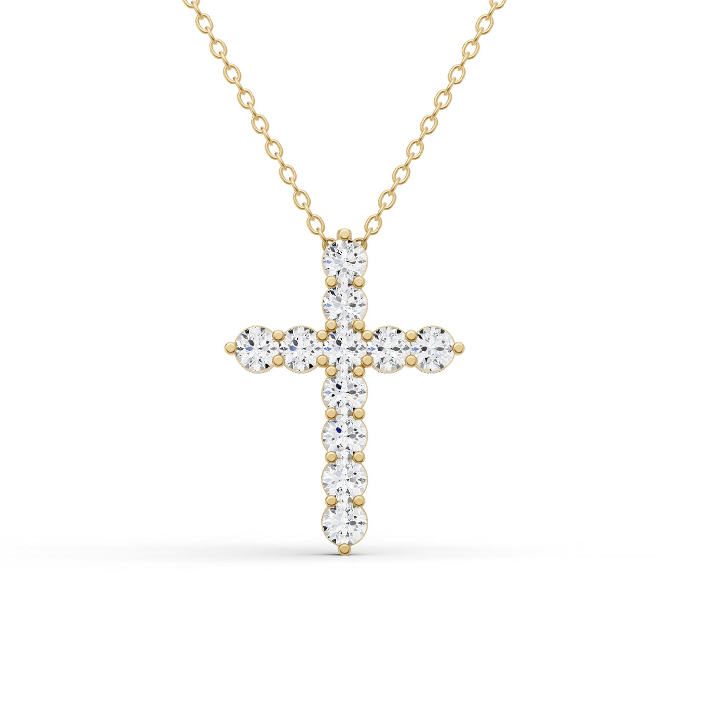 14K Gold 0.5 ct Cross Pendant Necklace With Lab Diamonds
