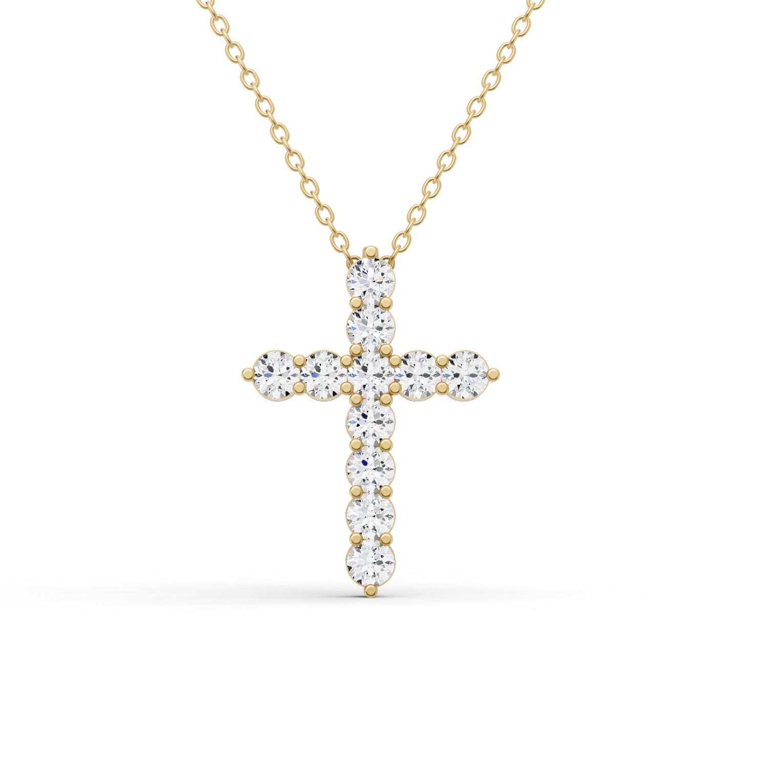14K Gold 5 ct Cross Pendant Necklace With Lab Diamonds