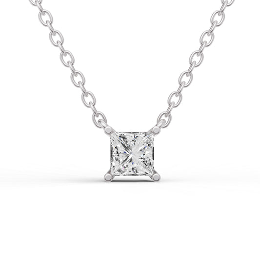14K Gold 0.75 ct Lab Grown Princess Shape Diamond Pendant