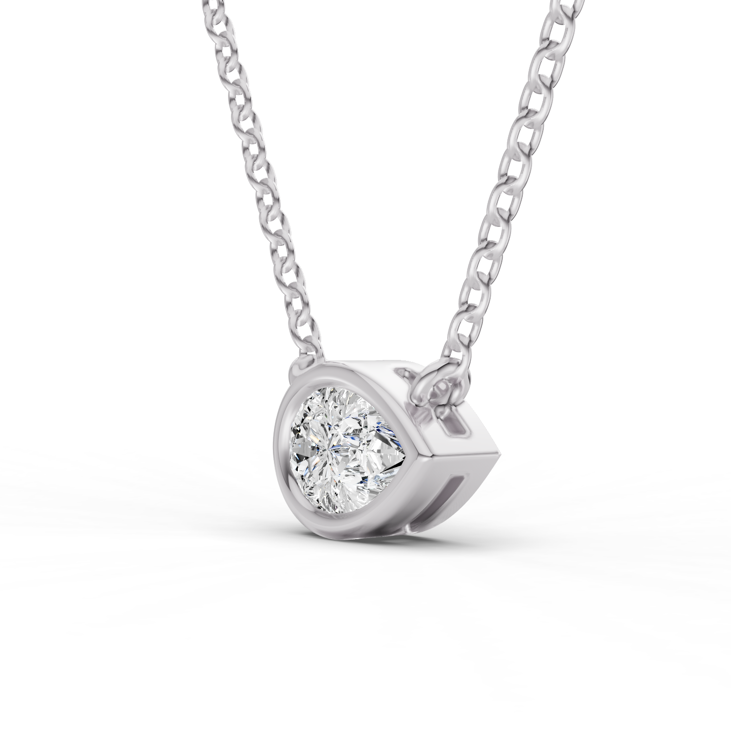 14K Gold 0.75 ct Lab-Grown Pear Diamond Bezel Solitaire Pendant