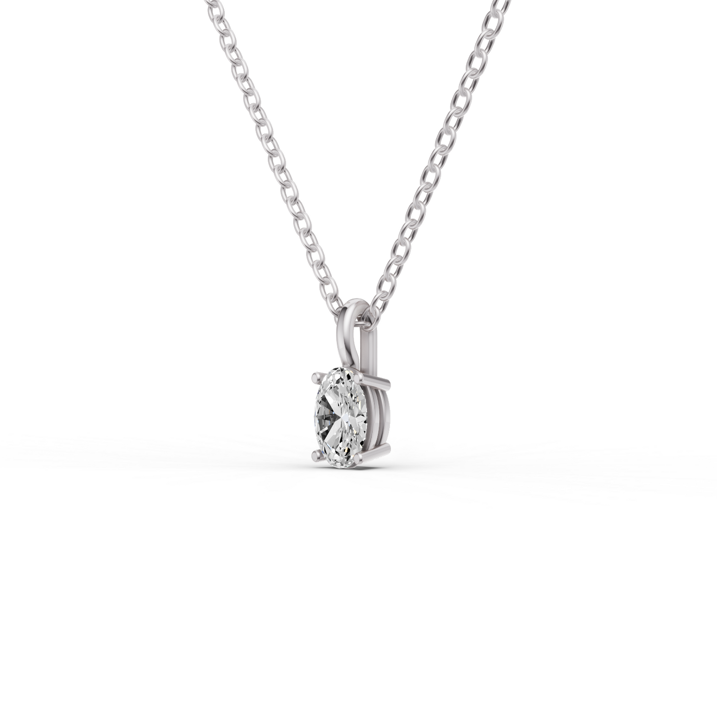 14K Gold 0.25 ct Lab Grown Oval Cut Diamond Solitaire Pendant
